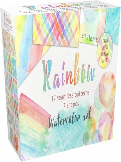 Rainbow watercolor seamless pattern